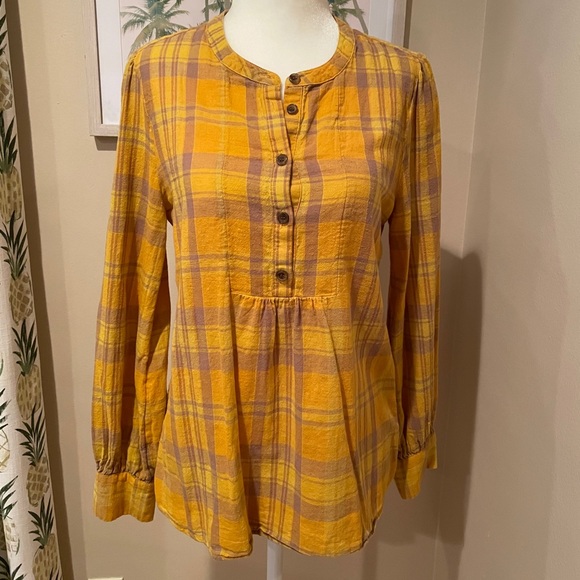 Madewell Yellow Flannel Leysfield Popover Shirt - Picture 5 of 10
